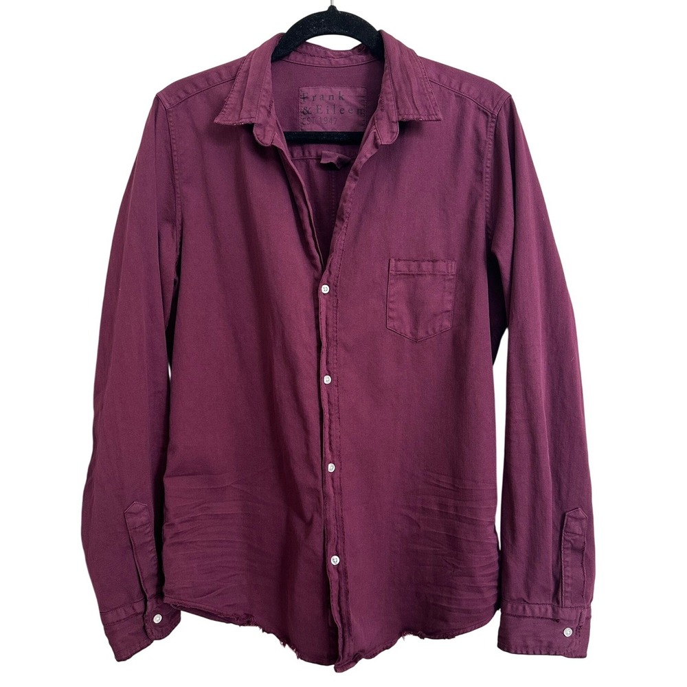 Frank & Eileen Barry Shirt Plum Burgundy Italian Cotton Button Down XL - Picture 2 of 7